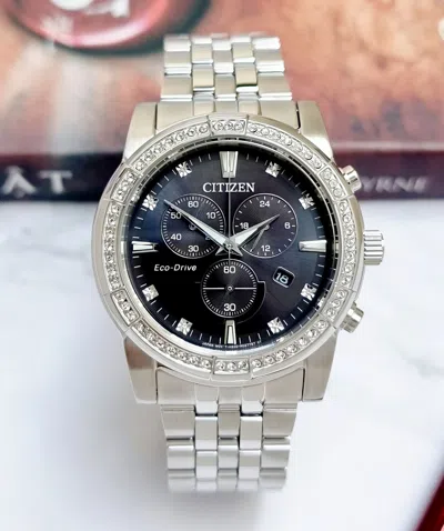 Pre-owned Citizen Crystal Gold Tone Black Dial Men's Watch At2450-58e