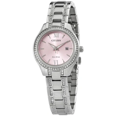 Citizen Crystal Pink Dial Ladies Watch Fe1230-51x In Ink / Pink