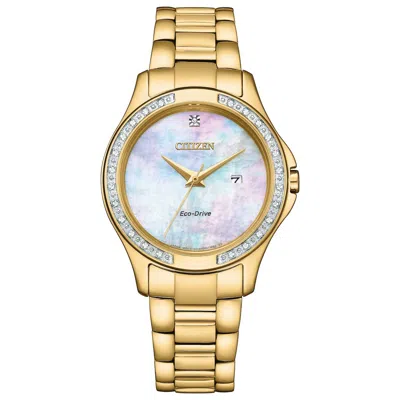 Citizen Crystal-set Eco-drive Watch In Gold