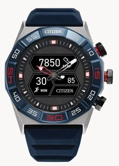 Pre-owned Citizen Cz Smart Hybrid Blue Silicone Sport Smart Watch 44mm Jx2008-06e
