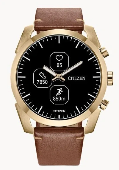 Pre-owned Citizen Cz Smart Hybrid Brown Leather Smart Watch 42mm Jx2012-09e
