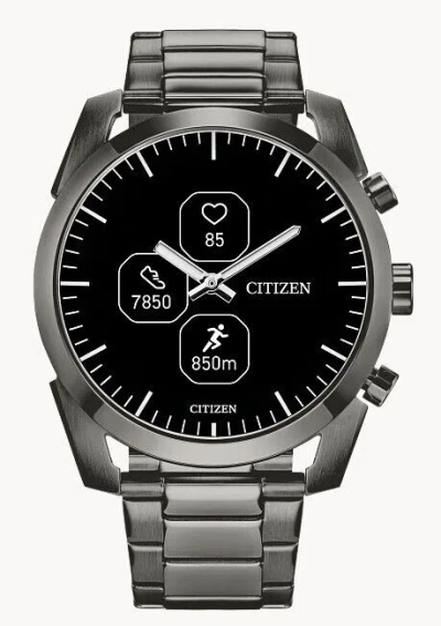 Pre-owned Citizen Cz Smart Hybrid Gray Stainless Steel Smart Watch 42mm Jx2017-56e
