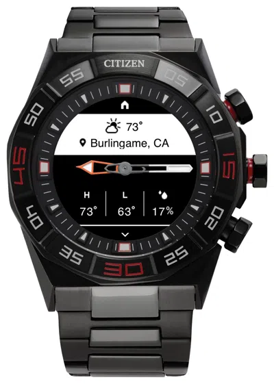Pre-owned Citizen Cz Smart Hybrid Gray Stainless Steel Smart Watch 44mm Jx2005-55e