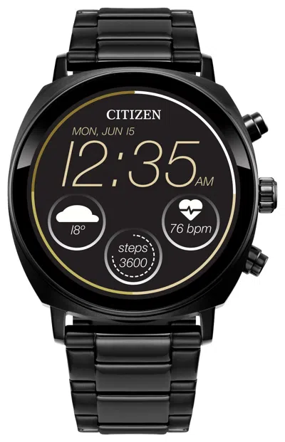 Pre-owned Citizen Cz Smart Touchscreen Black Stainless Steel Smart Watch 41mm Mx1005-83x