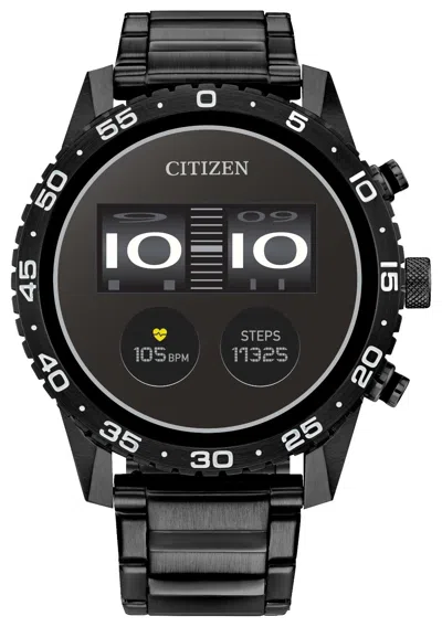 Pre-owned Citizen Cz Smart Touchscreen Black Stainless Steel Smart Watch 44mm Mx1017-50x