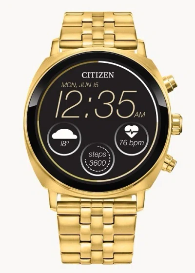 Pre-owned Citizen Cz Smart Touchscreen Gold Stainless Steel Smart Watch 41mm Mx1002-57x