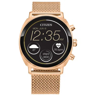 Pre-owned Citizen Cz Smart Touchscreen Rose Gold Mesh Smart Watch 41mm Mx1003-71x