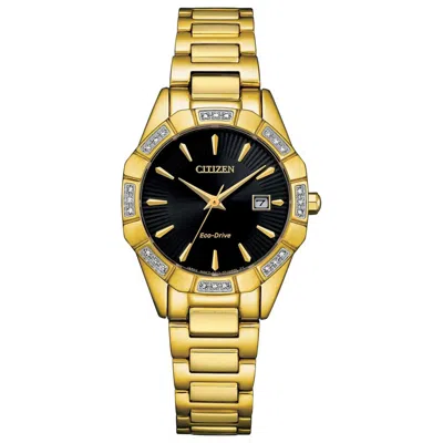 Citizen Diamond Eco-drive Quartz Watch In Gold