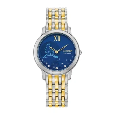 Citizen Disney Ariel Princess The Little Mermaid Womens Two Tone Stainless Steel Bracelet Watch Ex1499-50w In Transparent