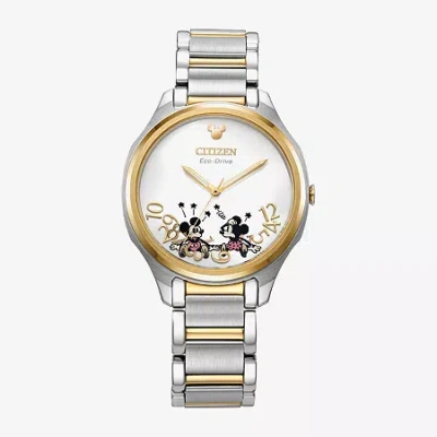 Citizen Disney Mickey Mouse Minnie Mouse Womens Two Tone Stainless Steel Bracelet Watch Em0754-59w In Multi