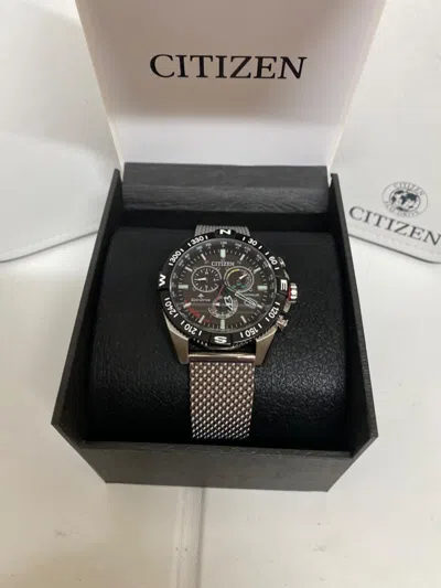 Pre-owned Citizen Eco A-t Navihawk Stainless Steel Watch Cb5840-59e Sapphire Perpetual