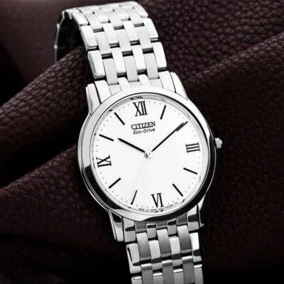 Pre-owned Citizen Eco-drive Ar0015-68a Men Round White Dial Analog Stainless Steel Watch