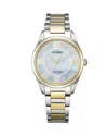Citizen Arezzo Womens Diamond Accent Two Tone Stainless Steel Bracelet Watch Em0874-57d In Gold
