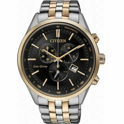 Pre-owned Citizen Eco-drive At2144-54e 100m Dual Tone Sapphire Chronograph Watch