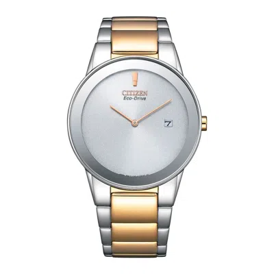 Pre-owned Citizen Eco-drive Au1064-85a Two-tone Rose Gold Stainless Steel Men Solar Watch