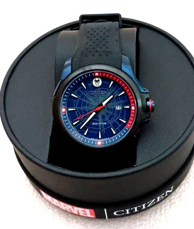 Pre-owned Citizen Eco-drive Aw1156-01w Marvel Spider-man Watch