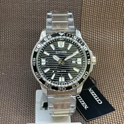 Pre-owned Citizen Eco-drive Aw1524-84e Black Dial Two Tone Rose Gold Stainless Steel Watch