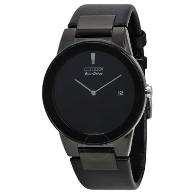 Citizen Eco Drive Axiom Black Dial Black Leather Men's Watch Au1065-07e In Black / Grey