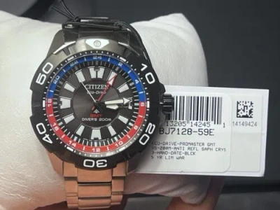 Pre-owned Citizen Eco-drive Bj7128-59e Promaster Gmt Steel 44mm Solar Men's Watch