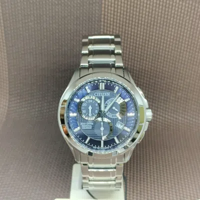 Pre-owned Citizen Eco-drive Bl8160-58l Blue Analog Stainless Steel Dress Sport Men's Watch