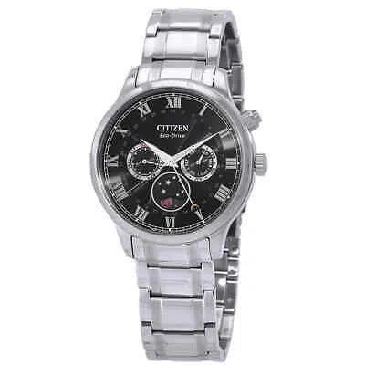 Pre-owned Citizen Eco-drive Black Dial Moon Phase Men's Watch Ap1050-81e