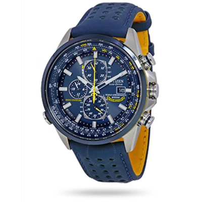 Citizen Eco Drive Blue Angels World Chronograph Men's Watch At8020-03l In Blue / Yellow