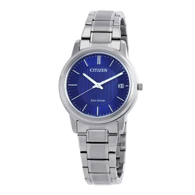 Citizen Eco-drive Blue Dial Stainless Steel Ladies Watch Fe6011-81l In Blue/silver Tone
