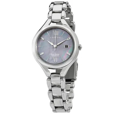 Citizen Eco-drive Blue Mother Of Pearl  Dial Ladies Watch Ew2560-86x In Mother Of Pearl/grey/blue