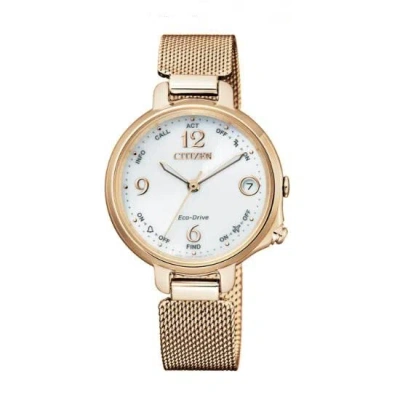 Pre-owned Citizen Eco-drive Bluetooth Stainless Steel Women's Watch Ee4032-80a