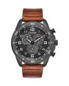 Citizen Mens Chronograph Brown Leather Strap Watch At2447-01e In Black/brown