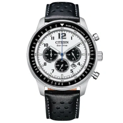 Pre-owned Citizen Eco-drive Ca4500-32a Future Force Chronograph Black Leather