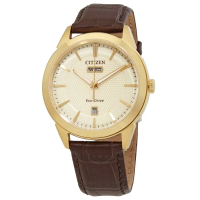 Citizen Eco-drive Champagne Dial Men's Watch Aw0092-07q In Brown / Champagne / Gold Tone