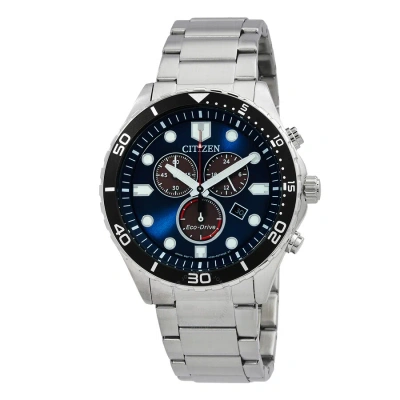 Citizen Eco-drive Chrono Sporty-aqua Chronograph Blue Dial Men's Watch At2560-84l In Black / Blue