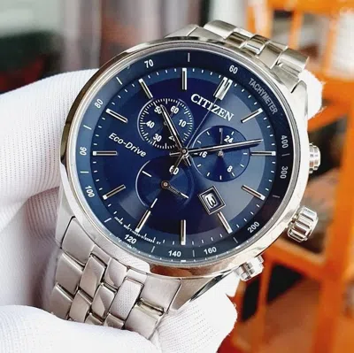 Pre-owned Citizen Eco-drive Chronograph Blue Date Display Sapphire Men's Watch At2141-52l
