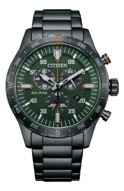 Citizen Eco-drive Chronograph Bracelet Watch, 43.5mm In Black