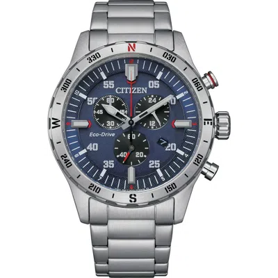 Citizen Eco-drive Chronograph Bracelet Watch, 43mm In Silver/silver