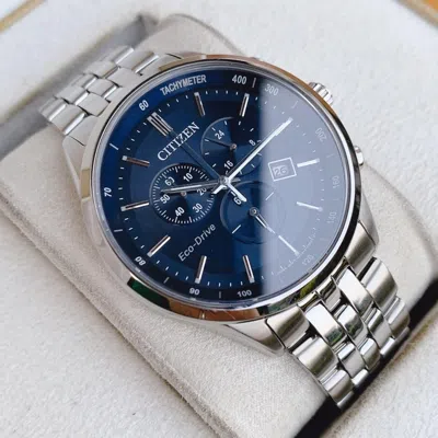 Pre-owned Citizen Eco-drive Chronograph Date Display At2141-52l Sapphire Men's Watch