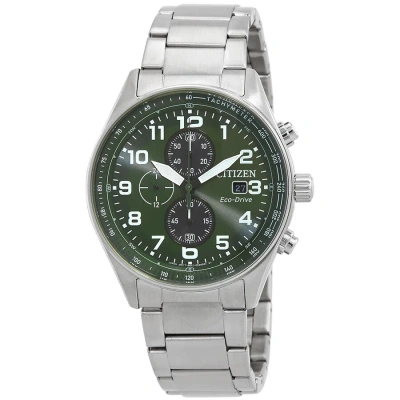 Citizen Eco-drive Chronograph Green Dial Men's Watch Ca0770-72x