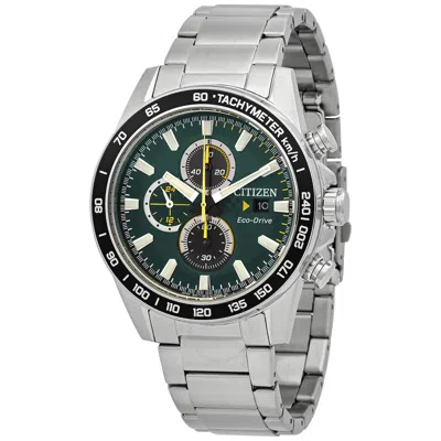 Citizen Eco-drive Chronograph Green Dial Men's Watch Ca0780-87x In Black / Green