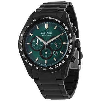Pre-owned Citizen Eco-drive Chronograph Green Dial Men's Watch Ca4455-86x