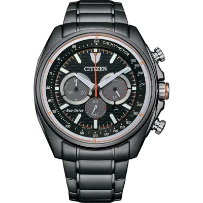 Citizen Eco Drive Chronograph Ion Plated Stainless Steel Bracelet Watch, 44mm In Black