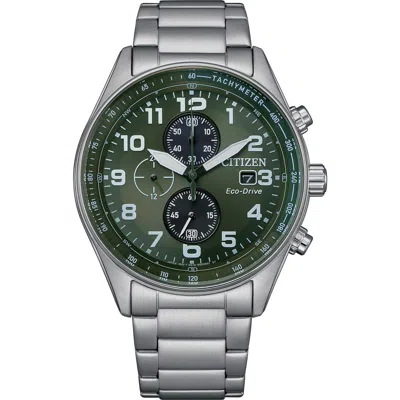 Citizen Eco Drive Chronograph Stainless Steel Bracelet Watch, 43mm In Silver