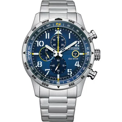 Citizen Eco Drive Chronograph Stainless Steel Bracelet Watch, 43mm In Silver