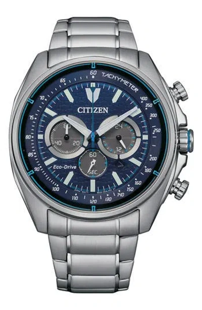 Citizen Eco Drive Chronograph Stainless Steel Bracelet Watch, 44mm In Metallic