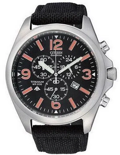 Pre-owned Citizen Eco-drive Chronograph Titanium Nylon Strap Men's Watch At0660-13e