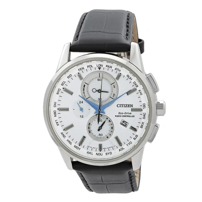 Citizen Eco-drive Chronograph White Dial Men's Watch At8110-11a In Black / White