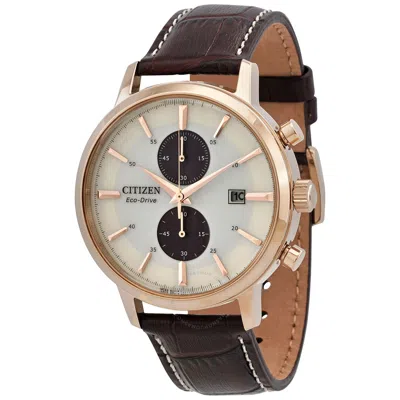 Citizen Eco-drive Chronograph White Dial Men's Watch Ca7063-12a In Brown/pink/white/rose Gold Tone/gold Tone