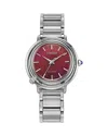 Citizen Womens Diamond Accent Silver Tone Stainless Steel Bracelet Watch Em1091-67x In Red/silver
