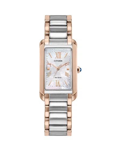 Citizen Eco Drive Classic Bianca Watch, 20mm X 32mm In White/two Tone