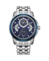 Citizen Men's Classic Calendrier Silver-tone Stainless Steel Bracelet Watch 41.8mm In Blue/silver